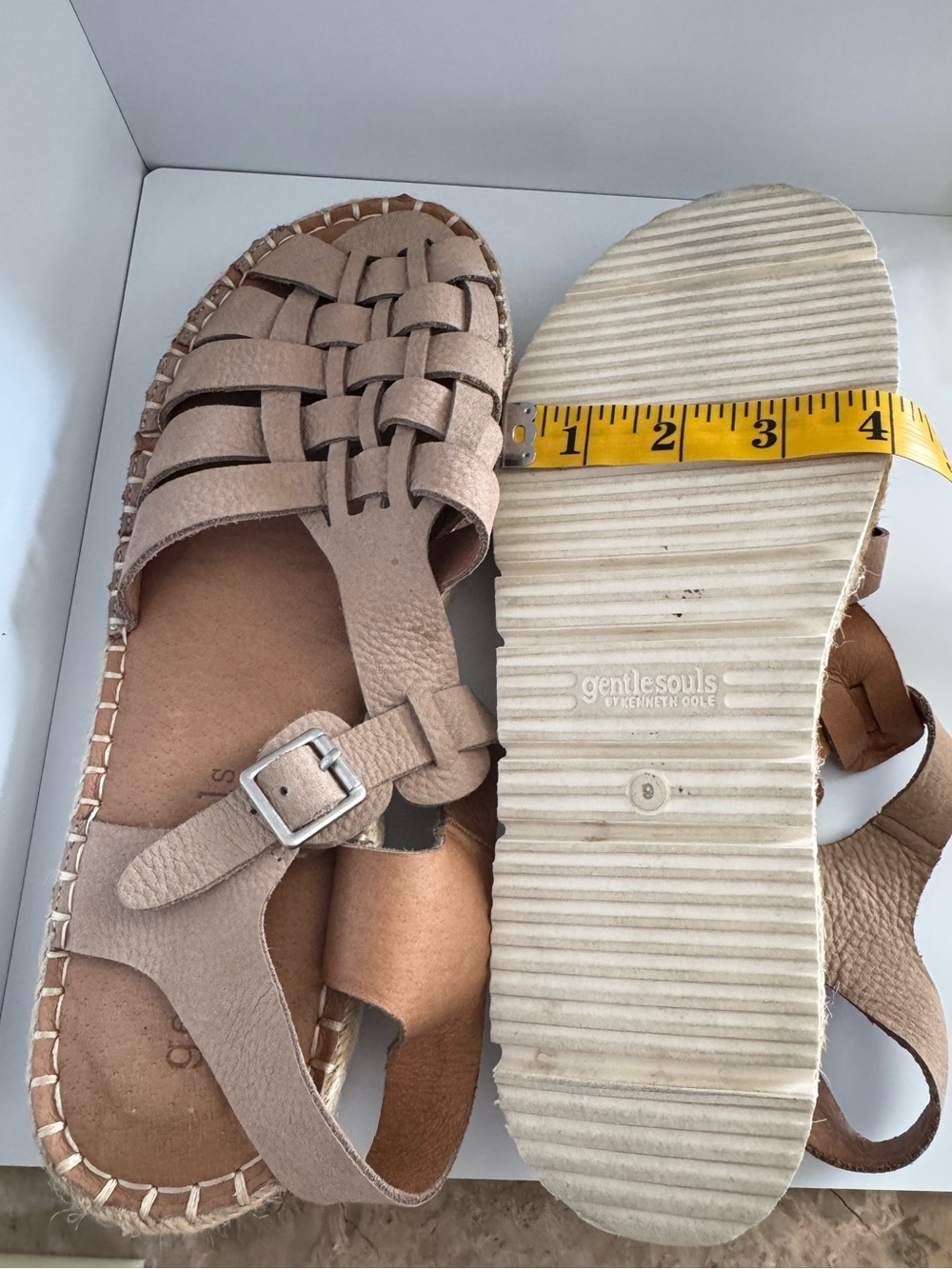 🤎Gentle Souls Kenneth Cole Lizzy Woven T-Strap Fisherman Sandals Leather 9M - Picture 7 of 9
